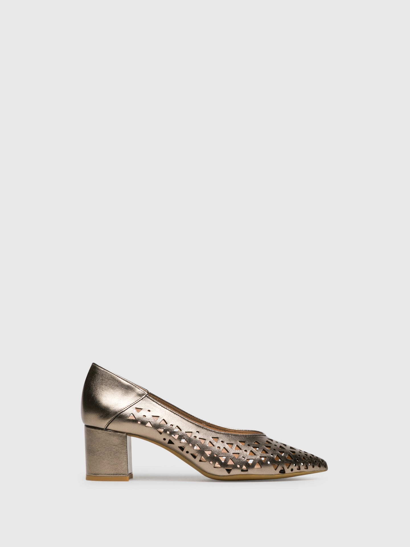 Sofia Costa Gold Chunky Heel Shoes